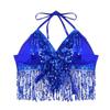 Belly Dance Sequin Fringe Top Nightclub Performance Halter Bra Dance Wear Show Costumes Halter Bra  Performance Top
