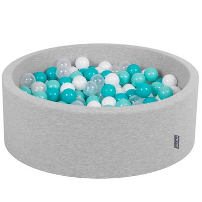 90x30cm/200 Balls Balls 7cm / 2.75in Baby Foam Ball Pit Made In Eu, Light Grey:lt Turq/white/transparent/turquois
