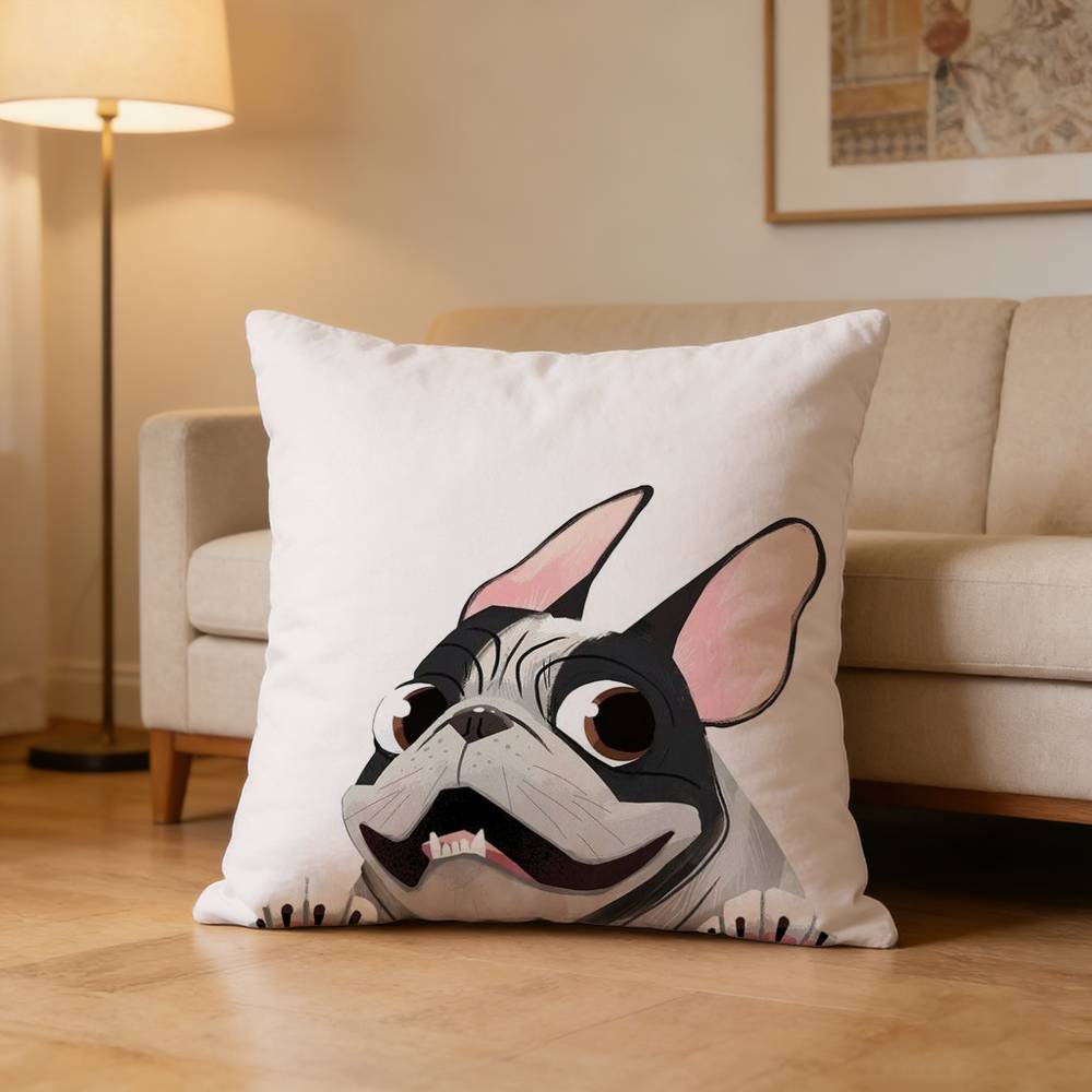 cute French Bulldog Pillow Case Pattern Printed Pillowcase For Living Room Sofa Cushion Cover