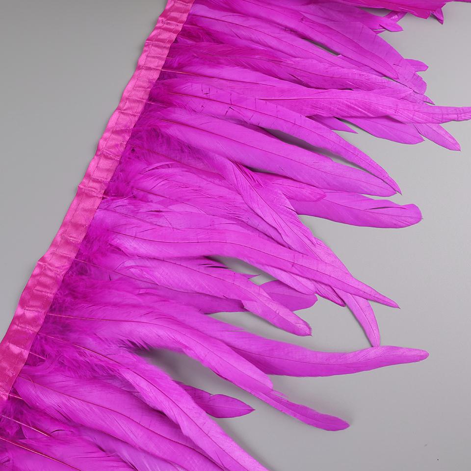 25-30cm Rooster Feather Trimming Chicken Feathers Trims Rooster Tail Feather Ribbon Dress Skirt Costume Carnival Decoration