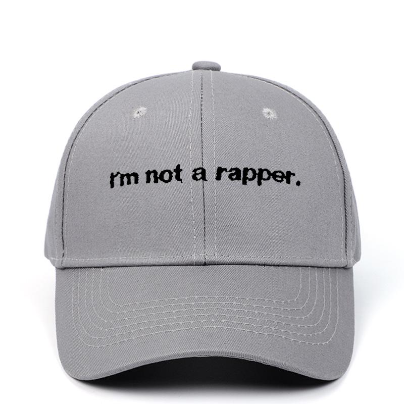 I’m Not a Rapper Embroidered Cotton Baseball Cap - Wide Brim Summer Hat for Men & Women Adjustable серый