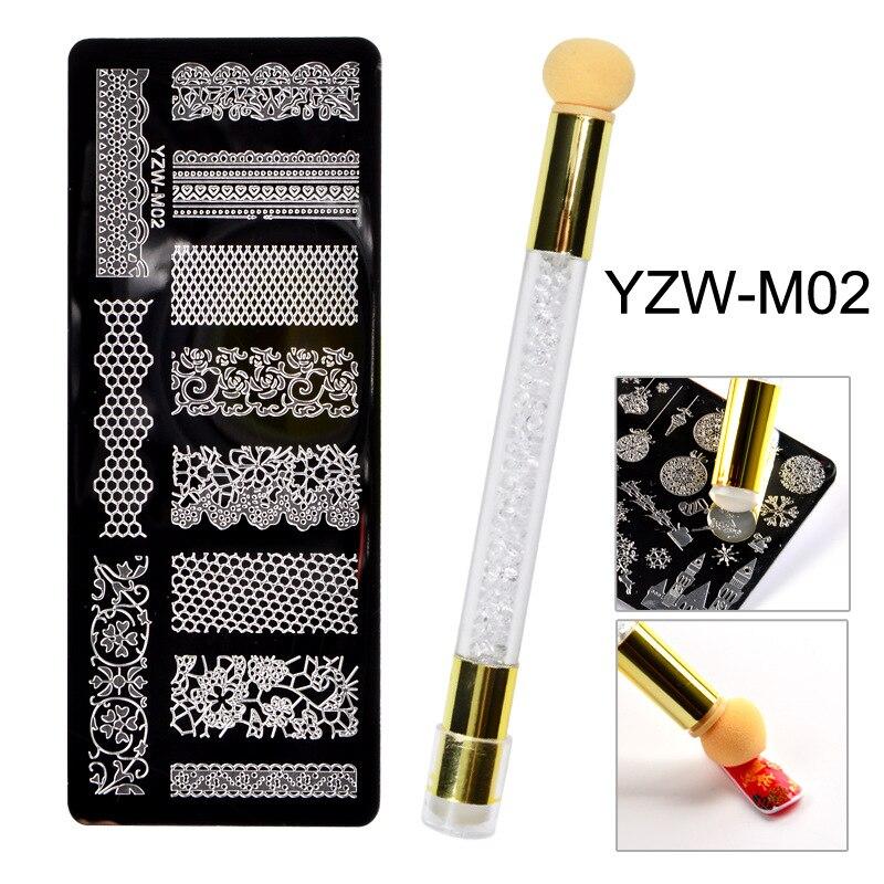 

Пластина для стемпінгу для нігтів Губка Силіконова ручка Набір шаблонів для малювання нігтів Трафарети для перенесення Квітка Метелик Мереживні візерунки