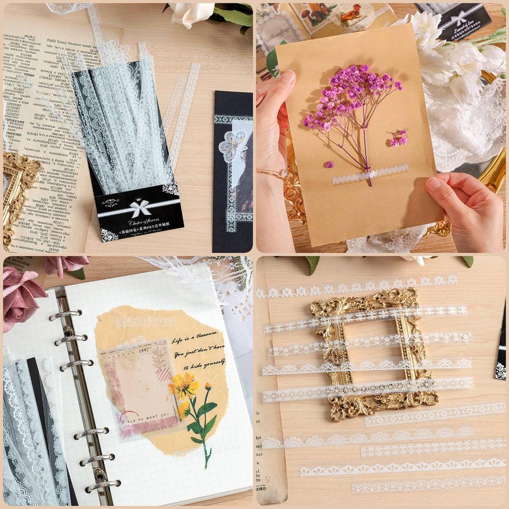 Orirya Stickers Stylish Lace Pattern Transparent Waterproof PET Perfect for and DIY Cute Masking Sticky Sticker and Wrapping 40 120 Sheets - -