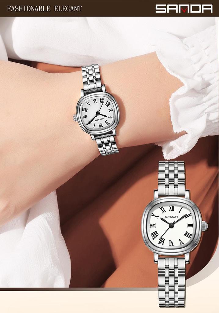 Sanda Women's Luxury Quartz Watch - Small Lightweight Square Design with Roman Numerals, Casual Waterproof Wristwatch