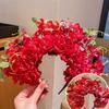 Colorful Flower Headband Double-sided Crown Hair Wreath Wedding Party Costume Headpiece for Bridal Women Hair Accessory
