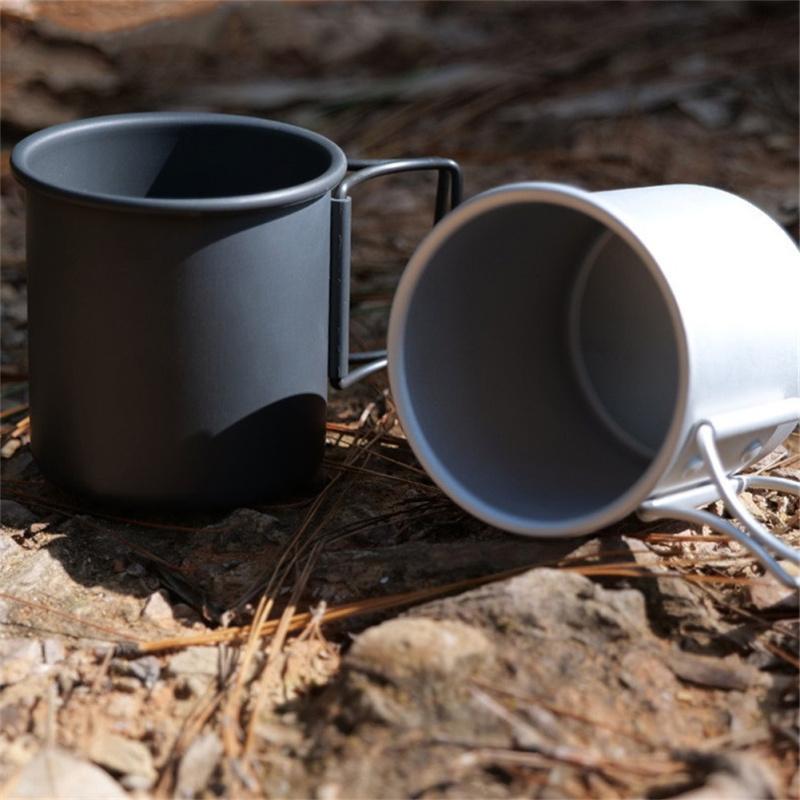 300ml Outdoor Camping Cup With Foldable Handle Portable Ultra-light Aluminum Alloy Mug For Outdoor