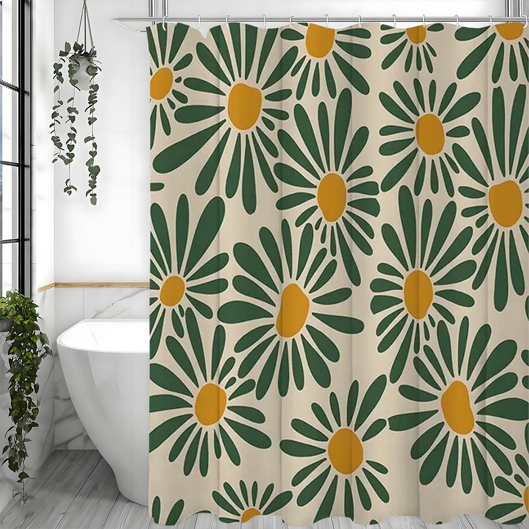 

Шторка для душа с цветочным принтом, полиэстеровый набор шторки для душа с 12 крючками для ванной комнаты, в деревенском стиле фермерского дома 90*180cm