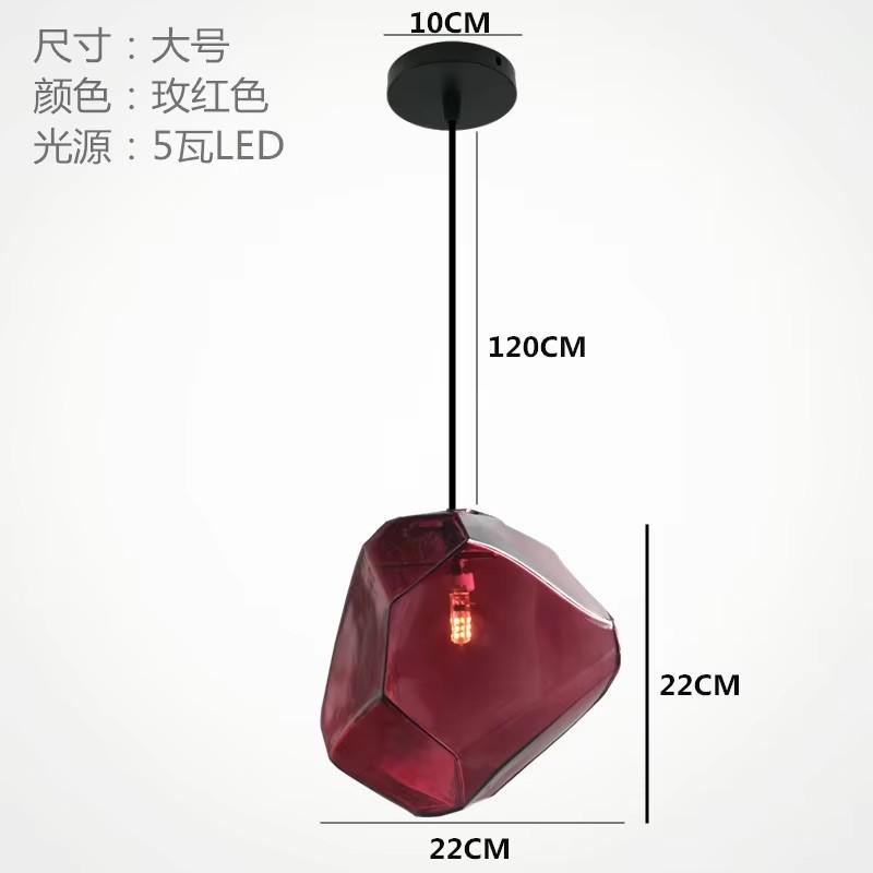 Prosty Nowoczesny Jednogłowicowy Szklany Żyrandol 18cm Sklep z Herbatą Mleczną Bar Restauracja Kolorowy Kamień Kryształ Lodu Żyrandol Gorąca Sprzedaż