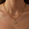 Double Layer Diamond Star Pendant Necklace - Light Luxury Fashion Clavicle Chain High-End Jewelry