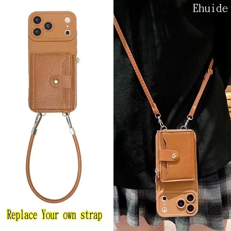 Wallet Lanyard Case for Xiaomi 15T Redmi Note 15 Pro Plus 14 15C 13 Card Slots Crossbody Strap Leather Fashion Zipper Bag Cover