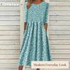 JPNTKY Women's Fashion Summer Spring O-Neck 1/2 Sleeves Casual Dresses