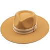 European, American autumn and winter wool woolen big-brimmed jazz top hat men's and women's fashion casual bow big-edged jazz hat felt hat