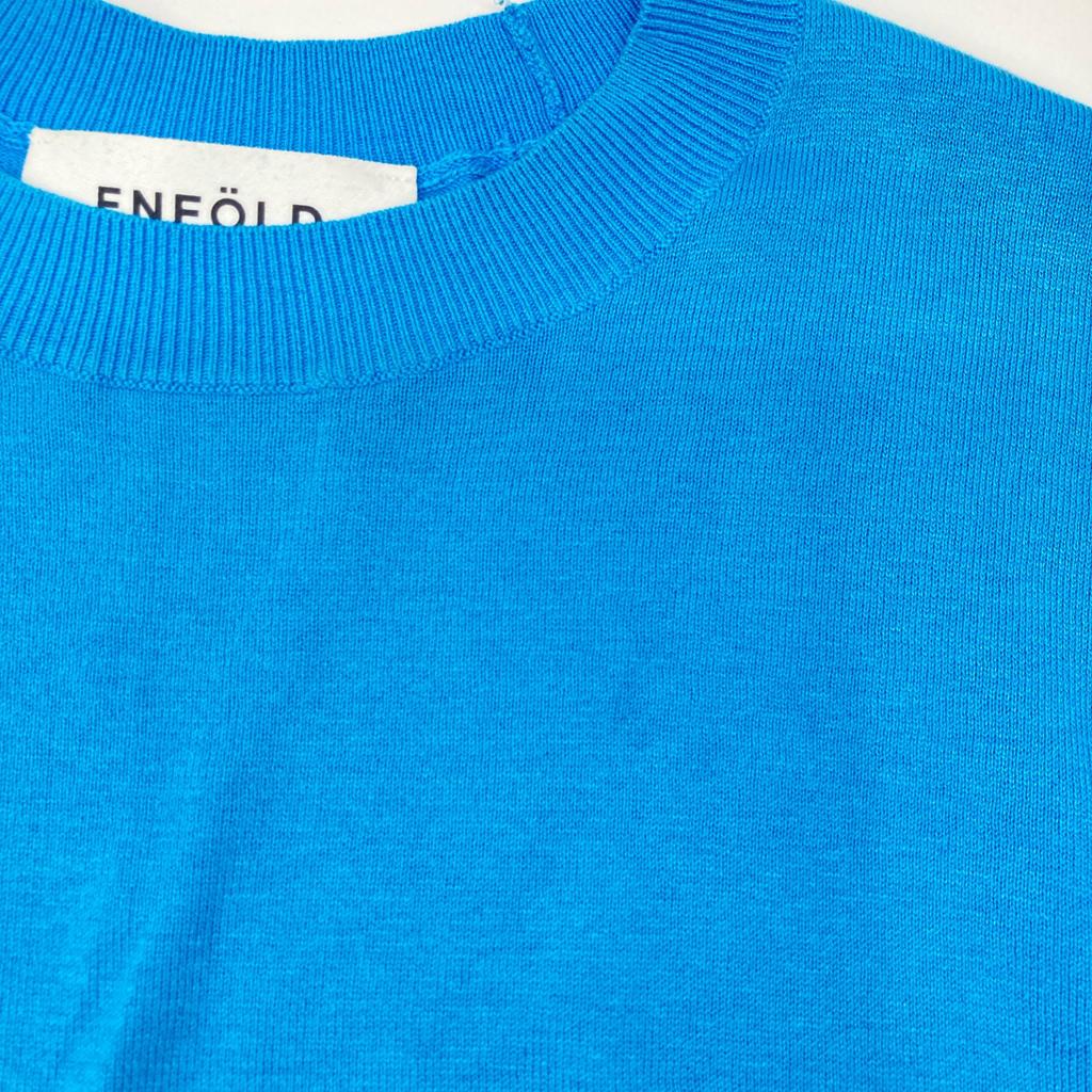 ENFOLD Excellent Condition 24Stainless Steel Silk Cotton Pullover Tops 38 blueUsed