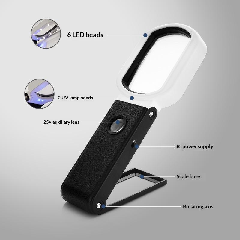 High Definition 11X Magnifying Glass for Seniors Reading with LED Light Foldable Design Desktop Handheld 1-in-1 Magnifier
