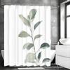Green Leaf Shower Curtain Set - 4-Piece, Waterproof & Mildew-Proof with Hooks, Ideal for Bathroom Decor, Bulk Discount Available