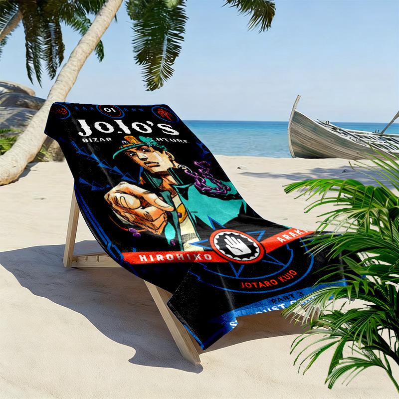 JoJo's Bizarre Adventure: Stardust Crusaders Beach Towel Outdoor Camping Portable for Travel Seaside Outdoor Pool Towel Absorbent Bath Towel Fashion