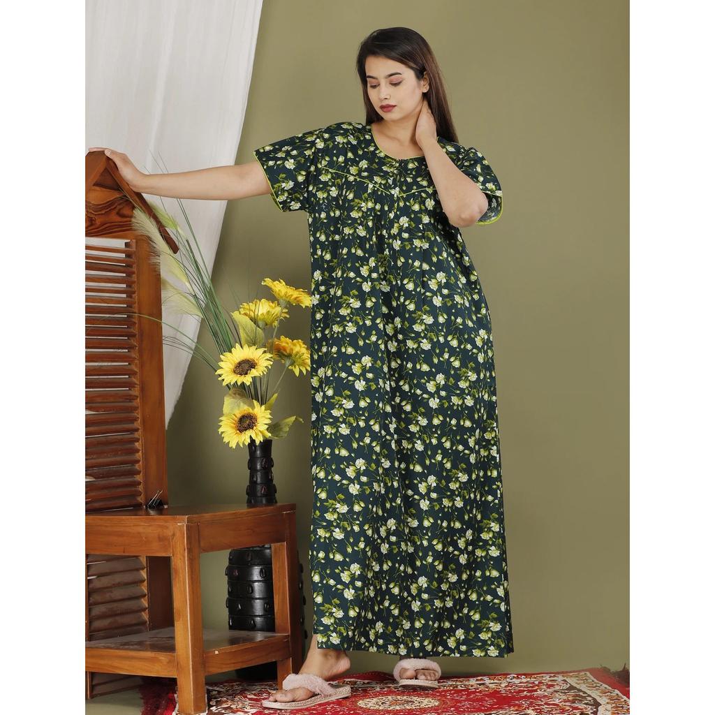 Floral Printed Beautiful Women Sleepwear Nighty Indian Nightwear Maxi Gown Dress