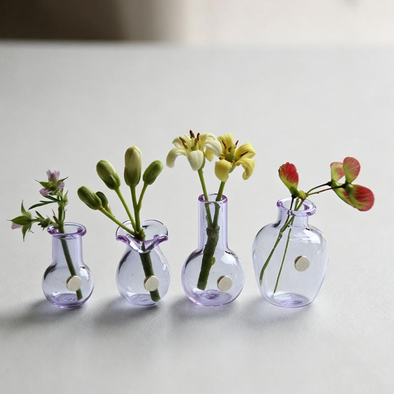 Mini Glass Vase Fridge Magnet 3D Micro Landscape Decorative Plant Pot Magnet For Refrigerator Kitchen Living Room Ornament