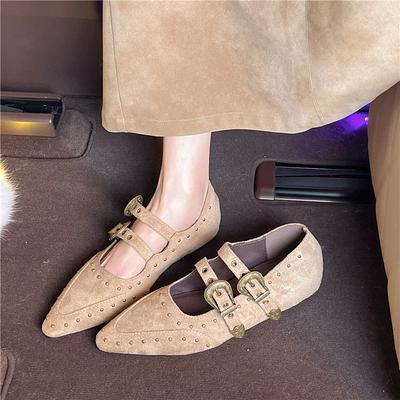 Neuer Stil Mary Jane Schuhe Damen Echtes Leder Ballerinas Damen Eckige Zehenpartie Flach Rindsleder Damen Freizeitschuhe Frau
