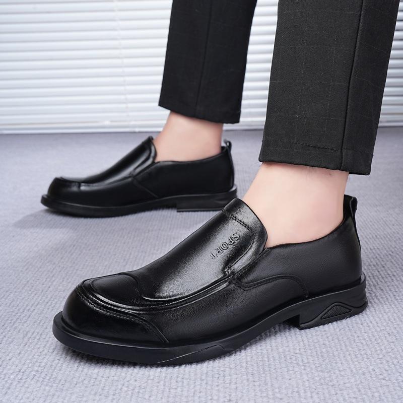 2025 new spring and autumn leather men's shoes platform wear-resistant business leather shoes fashion trend one-pedal shoes 2025 direct sales