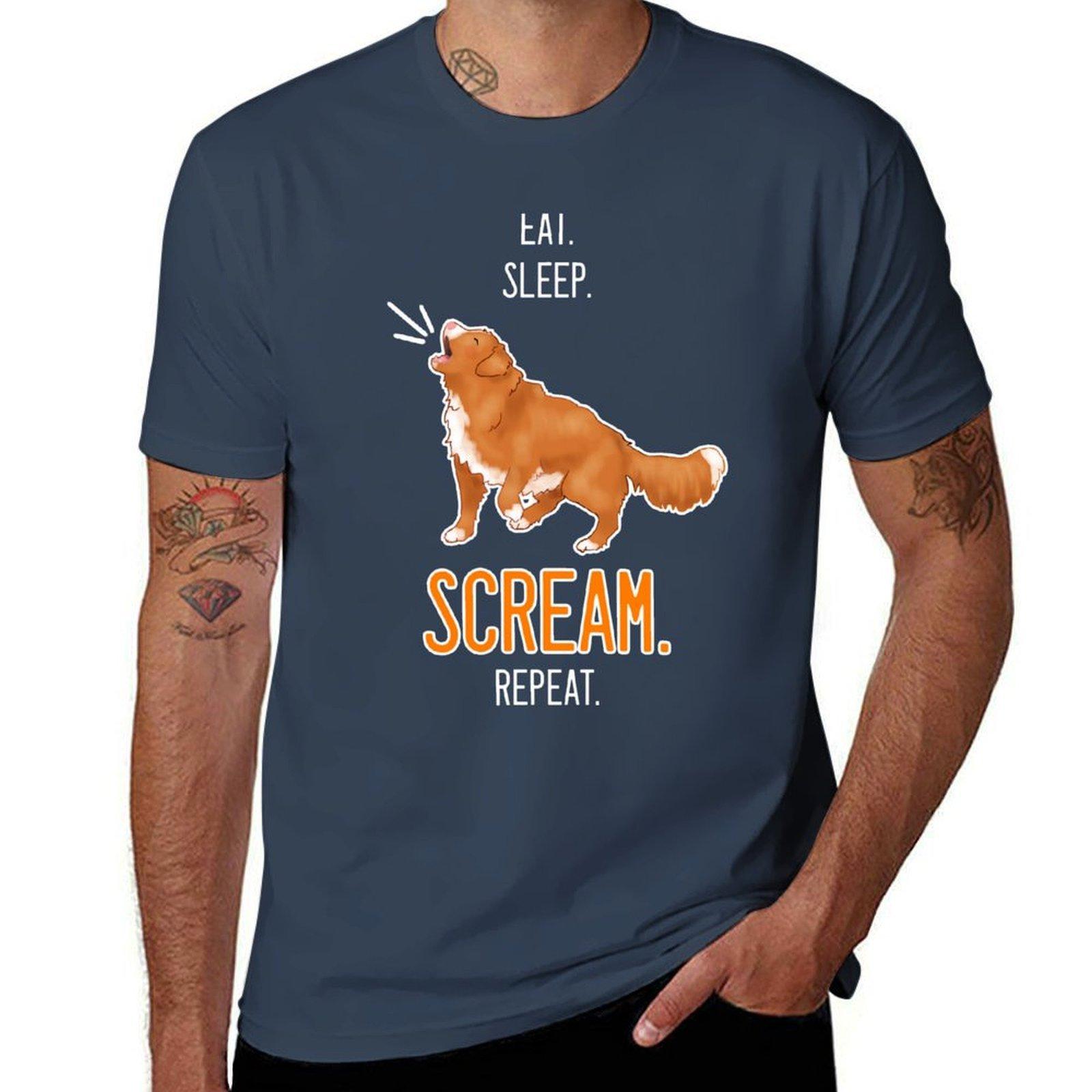 Eat Sleep Scream Repeat Toller Design White Text Tshirt Soft Lightweight Cotton Tshirt S