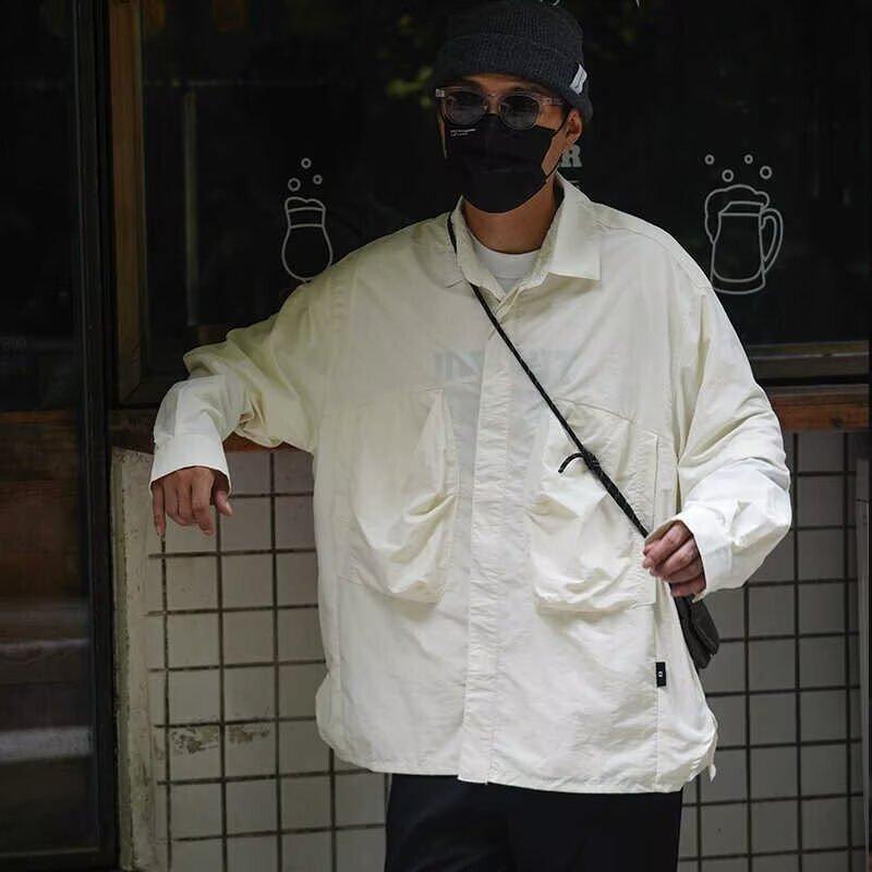 2024 Letter Long Sleeve Shirt Japanese Hong Kong Style Ins Loose Shirt Boys Summer Trendy Versatile Casual Coat