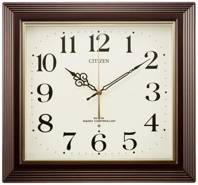 Citizen Wall Clock Radio Clock Analog Square Brown CITIZEN "Yasaka" 4MY803-006