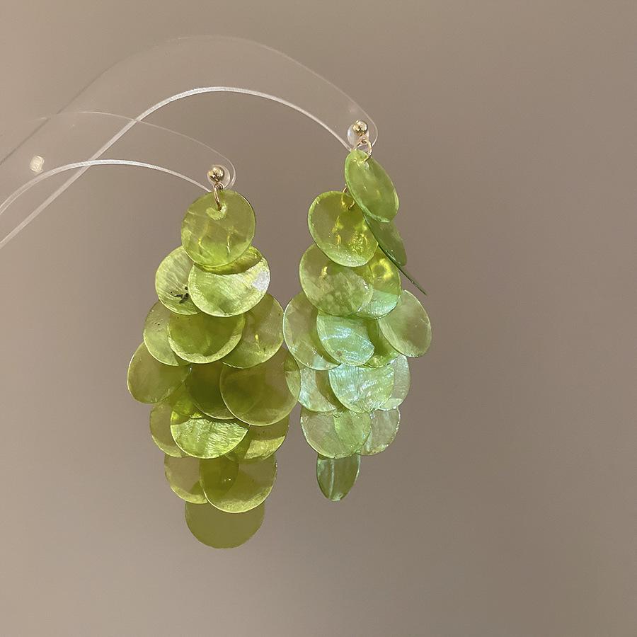 European and American Silver Needle Shell Round Resin Flower Stud Earrings Summer Small Fresh Earrings Niche Color Agent Dry Earrings