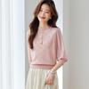 Women's Jacquard Patchwork Wool Blend Knit Top