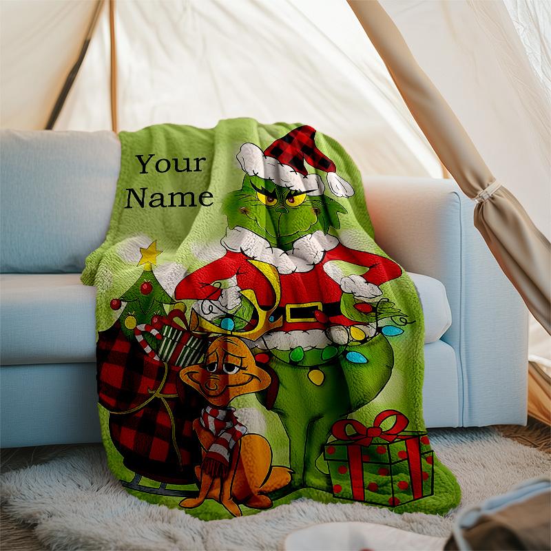 Customizable Crunch Christmas Throw Blanket – Personalized Name, All-Season Cozy Snug Blanket, Machine Washable, Personalized Blanket