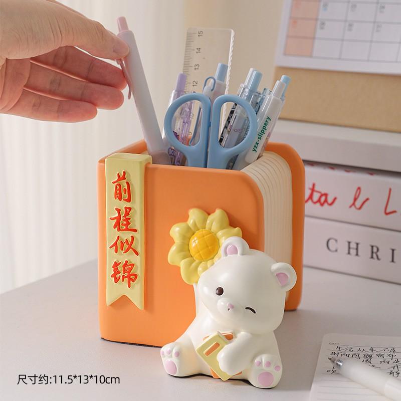 Funny Shark B Pen Holder Premium Resin Desk Organizer Cute Animal Decor Students Kids Gift
