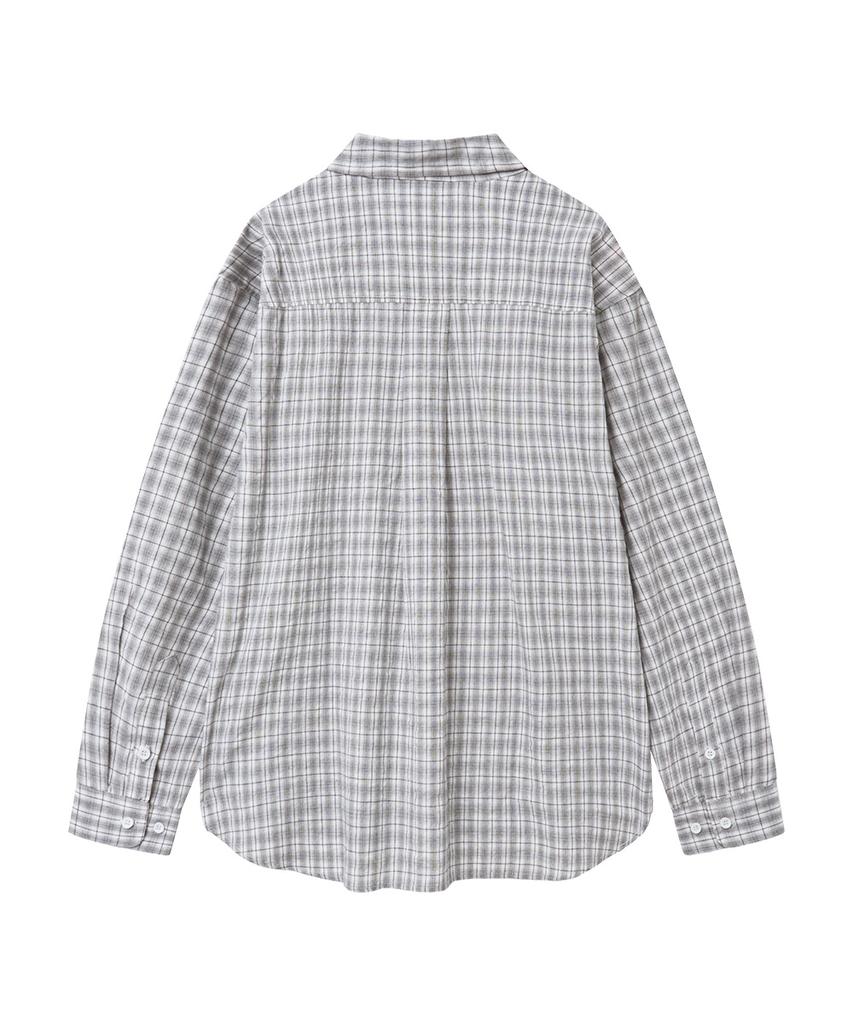 MOZMOZ Soft Basic Light Check Shirt Gray