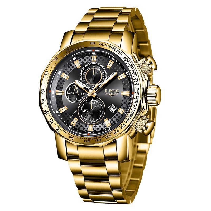 LIGE Men's Multi-function Waterproof Steel Watch with Calendar