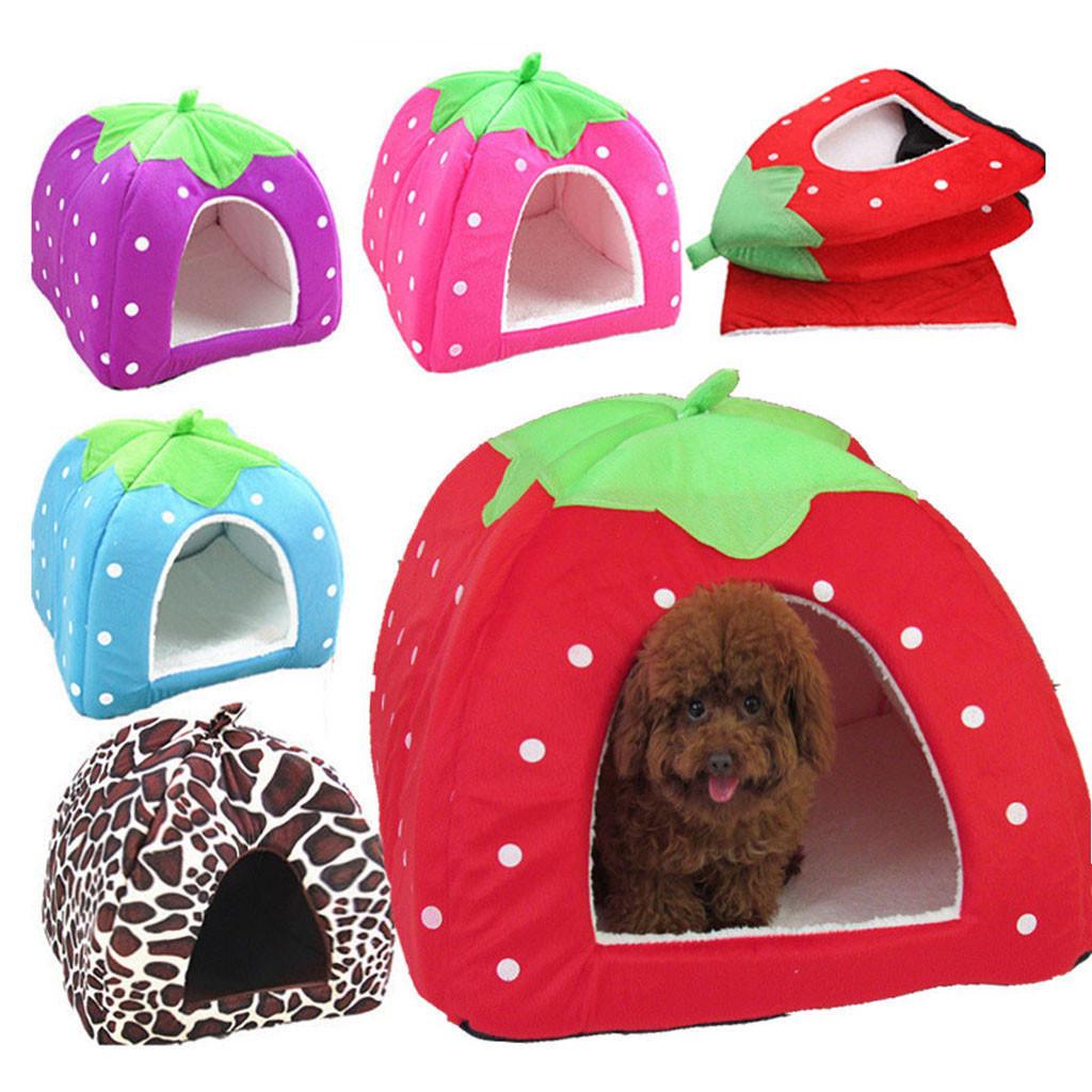 ZX)Dog house Pet dog Wave point house cat house Strawberry house
