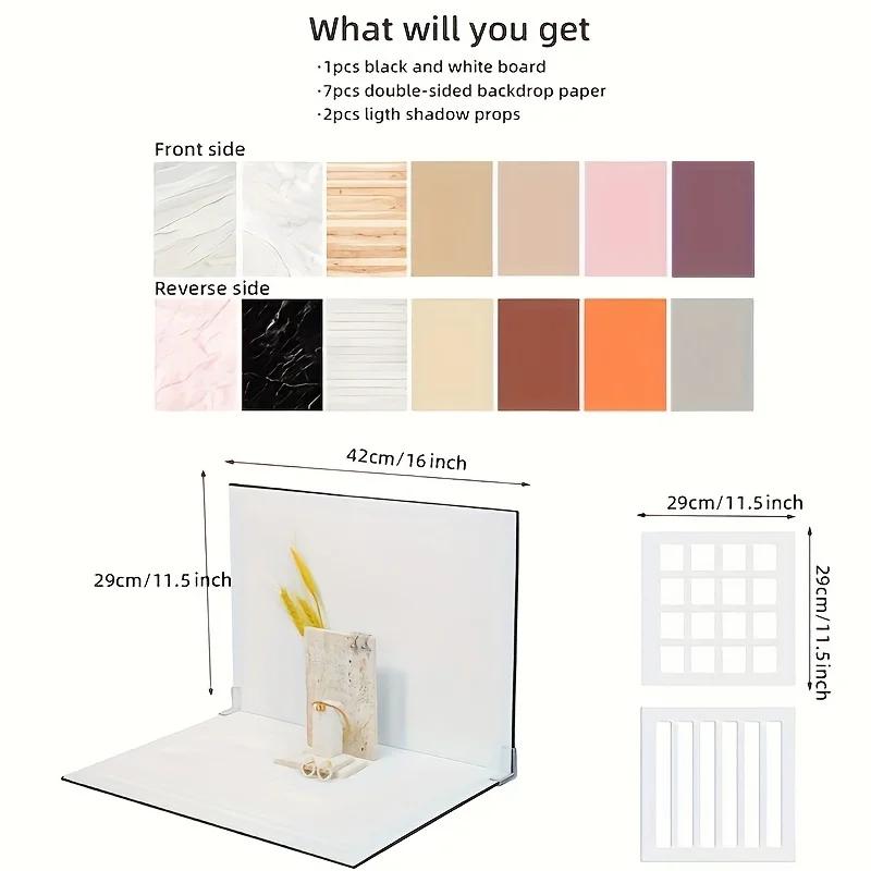 Studio Background Board 29x42cm Photo Backdrop Set 7 Backdrop Papers Thick Photography Cardstock Professional Photo Shoots Tools