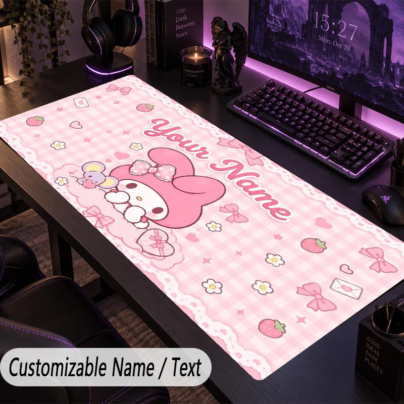 Custom Text Big Mousepad, Extended Desk Pad For Laptop Work GameMy Melody