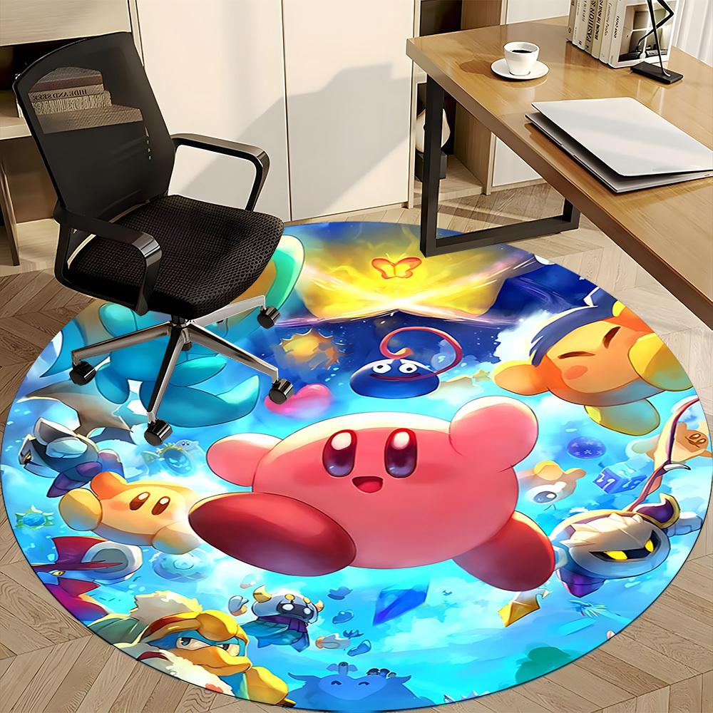 1pc Kirby Pokémon Office Round Area Rug, Under Office Chairs Bedroom Living Room Home Decor, Room Decoa1016274