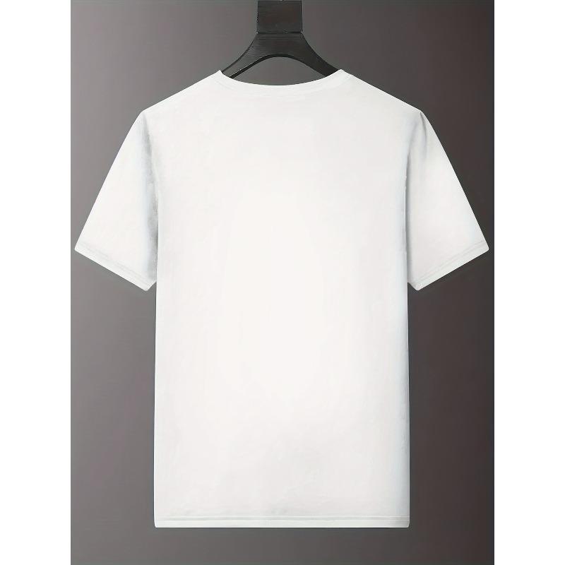 Europäische Größen Herren Sommer Locker Geschnitten Rundhals Grafik-T-Shirt, Vielseitiges Trendiges Oberteil