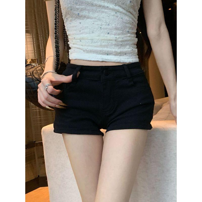 

Cchun Pure [Minimalist All-Match King] Black Slim Looking Denim Shorts Women s Summer Hot Pants Leggings Black S