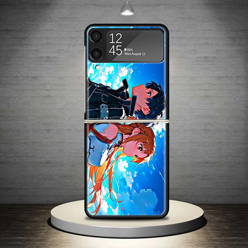 Anime Sword Art Online SAO Phone Case For Samsung Galaxy Z Flip 7 6 5 4 3 5G Shockproof Cover Z Flip7 Flip6 ZFlip5 Flip3 Flip4 L