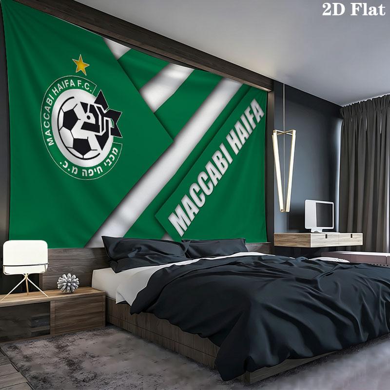 Maccabi Haifa Wall tapestry, aesthetic printed fabric blanket, suitable for bedroom, living room, and home decor.