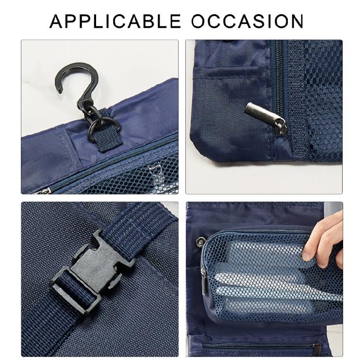 Space Saving Foldable Toiletry Bag with Clasp Waterproof Oxford Cloth Makeup Organizer Large Hanging Cosmetic Holder