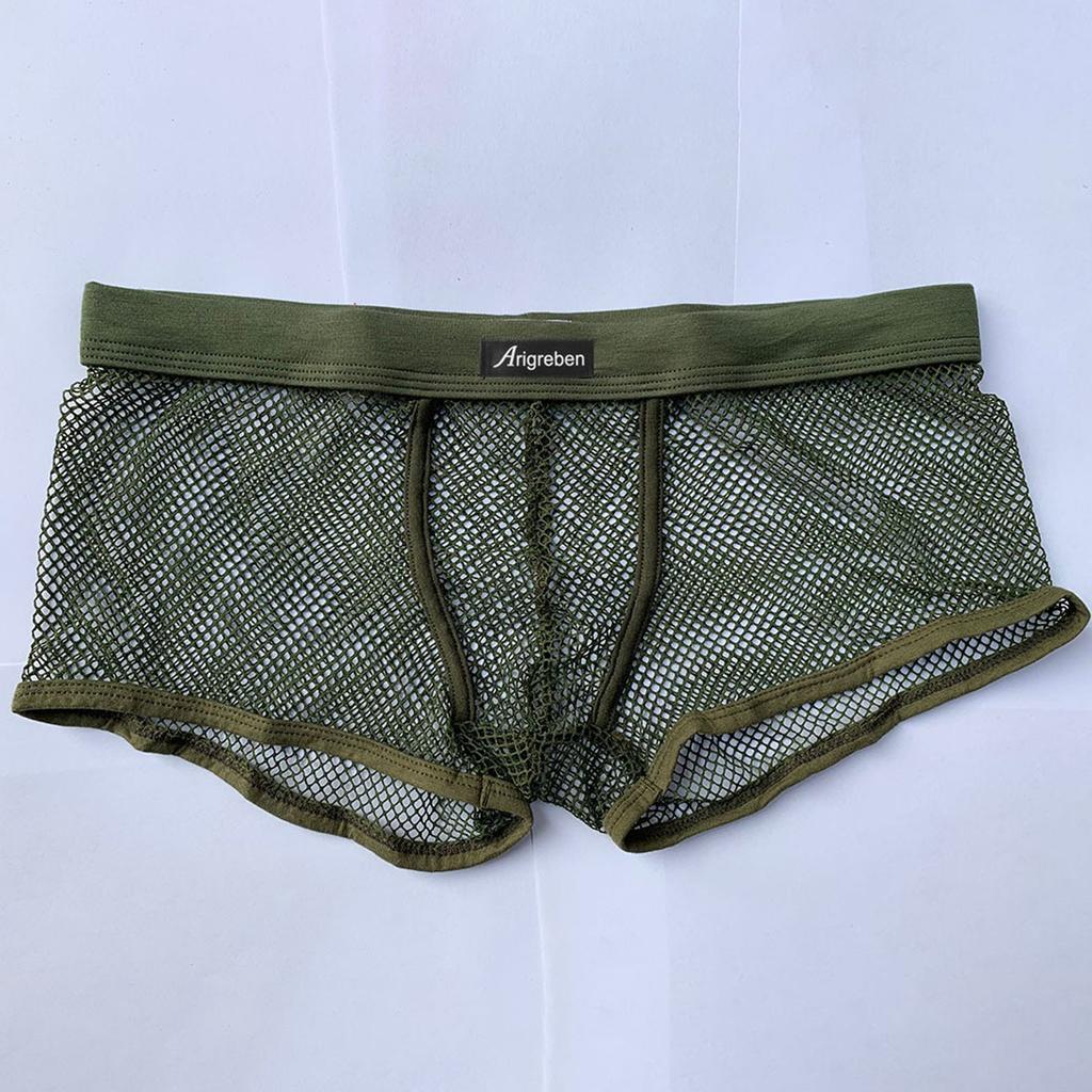 Men Sexy Underwear Letter Printed Shorts Bulge Pouch Underpants