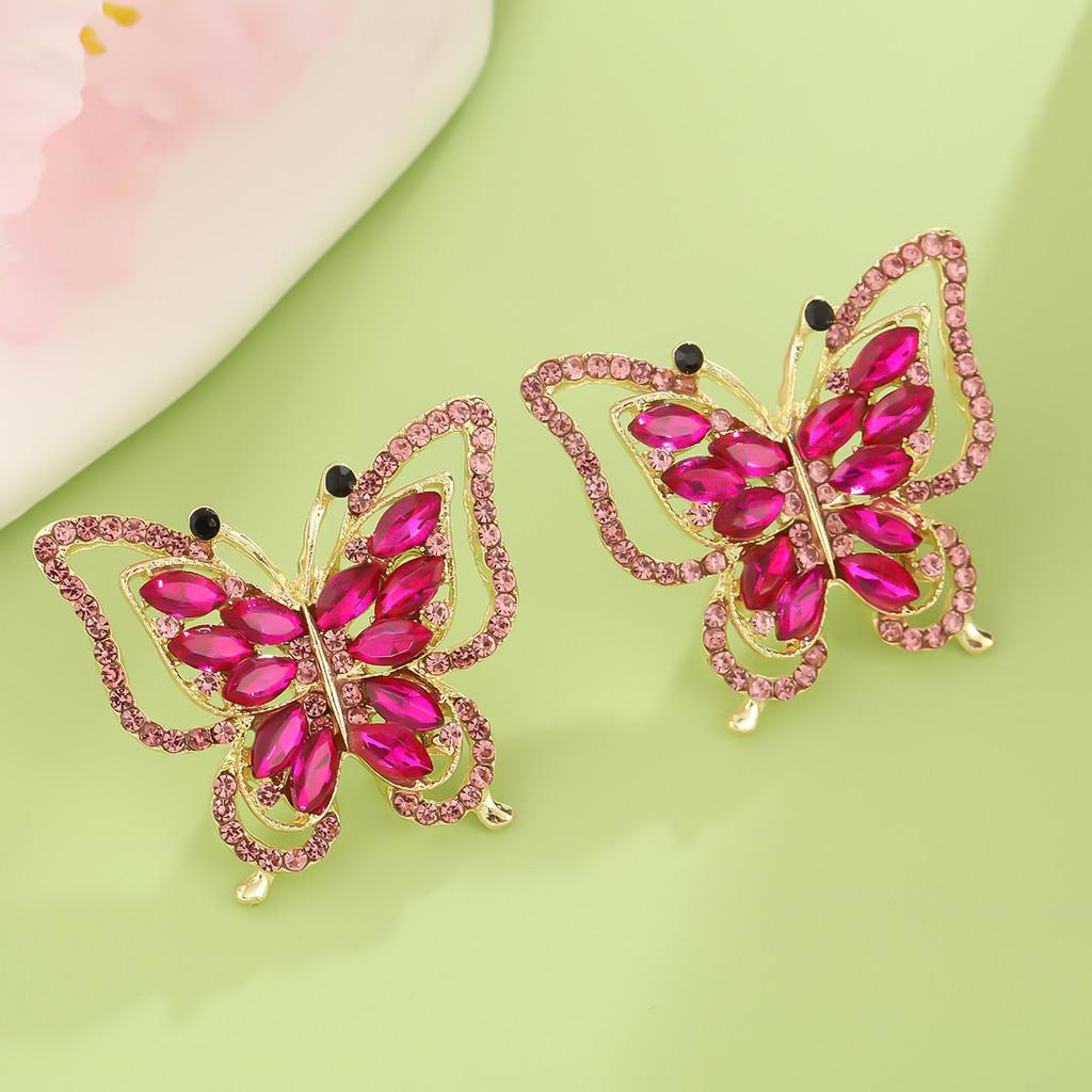 Korean Style Fashion Butterfly Jewelry With Dazzling Rhinestones For Casual Wear