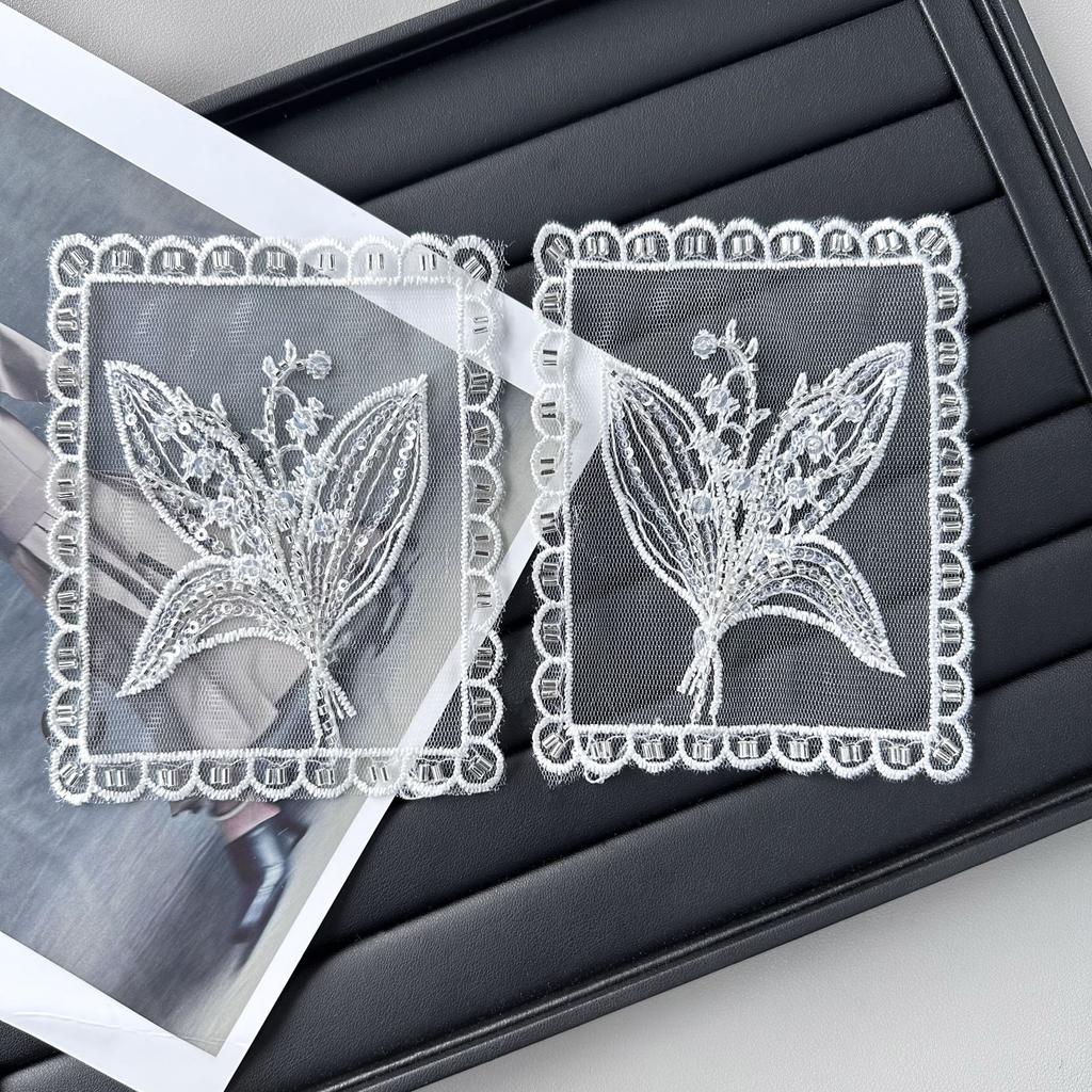 Mesh Sequined Embroidery Pocket Cloth Sticker Handmade Beads Maple Leaf Flower Decoration Shirt Luggage Top Accessories