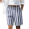 Pantaloncini Casual da Uomo a Righe Verticali Vestibilità Rilassata Leggeri Traspiranti Cotone Orlo Risvoltato Pantaloncini Estivi