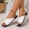 Women's Open-Toe Slide Sandals, Fairy Style Hollow-Out Design, Soft Flat Beach Shoes, Lightweight Casual Seaside Travel Slippers