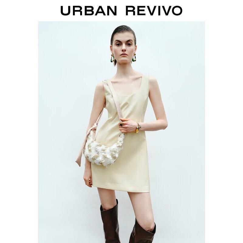 

UR2026 Women s U-Neck Bowknot Sleeveless Waist Dress M