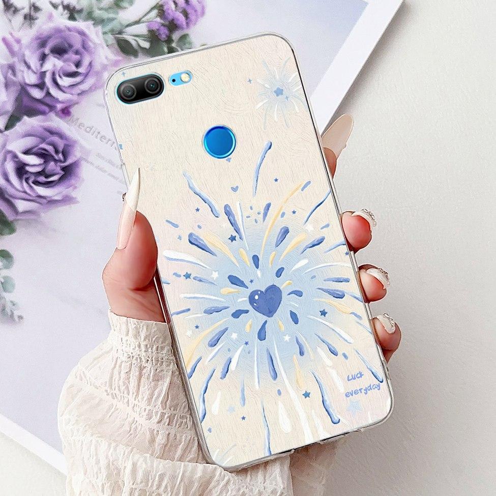Clear For Honor 9 Lite Case Cute Cat Fashion Flowers Funny Painted Back Cover For Honor 9Lite Phone Case LLD-L21 LLD-L31 LLD-L11