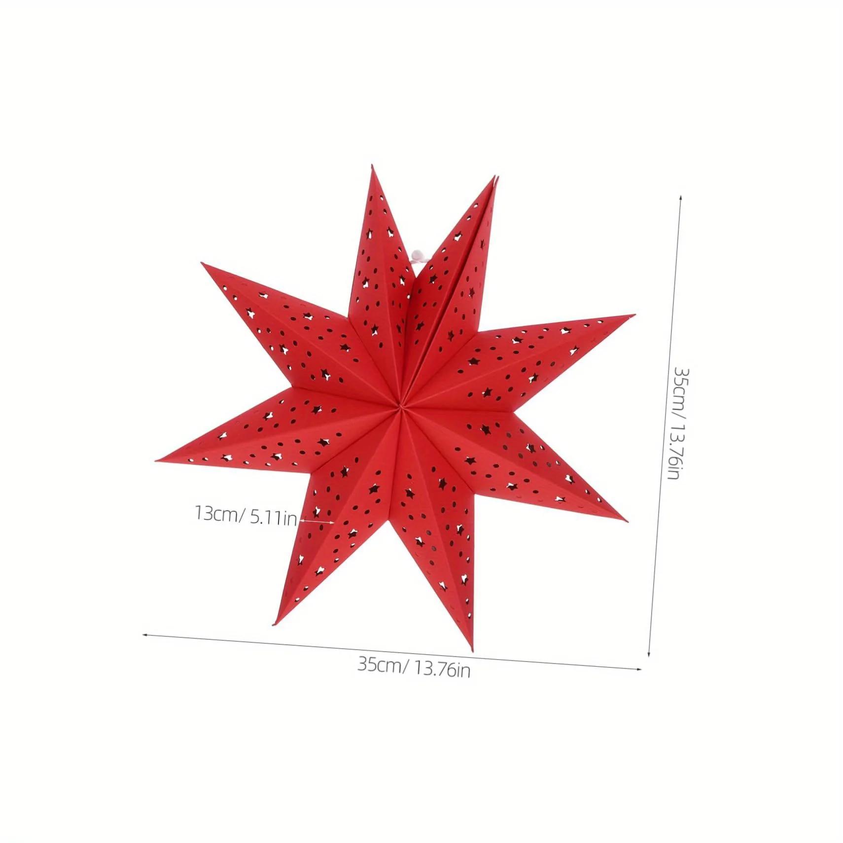 Top Quality Christmas 3d Star Paper Lantern With Led Light Point Xmas Hollow Paper Star Lampshade Hanging Decoration